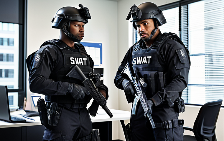 **

"Diverse incident response team ("SWAT team") collaborating in a modern office. Include members from IT, communications, legal, and management. Focus on teamwork and decisive action."

**