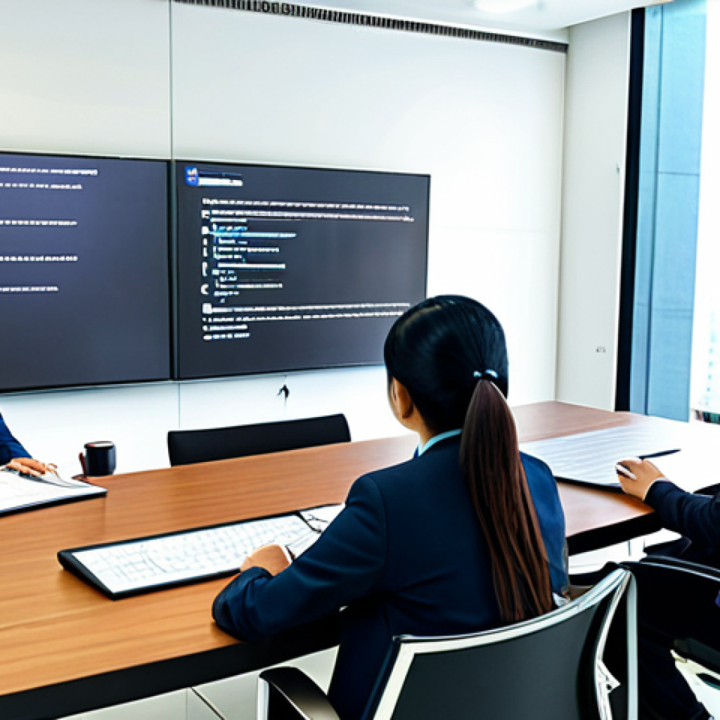 A diverse group of Vietnamese business professionals, including men and women, fully clothed in modest business attire and professional dress, actively participating in a cybersecurity awareness training session. They are seated at a modern conference table in a bright, clean office environment in a Vietnamese city, attentively observing a presentation on a large screen displaying cybersecurity concepts. The scene depicts a collaborative and proactive approach to digital safety. perfect anatomy, correct proportions, natural pose, well-formed hands, proper finger count, natural body proportions, professional photography, high quality, safe for work, appropriate content, fully clothed, professional.