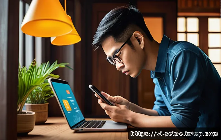 피싱 공격 대응을 위한 기본 가이드 - A detailed digital illustration of a Vietnamese young adult cautiously examining a suspicious email ...