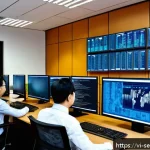 Home 19 사이버위협 대응을 위한 보안 감사의 필요성 - A modern Vietnamese office environment with diverse IT professionals conducting a cybersecurity audi...