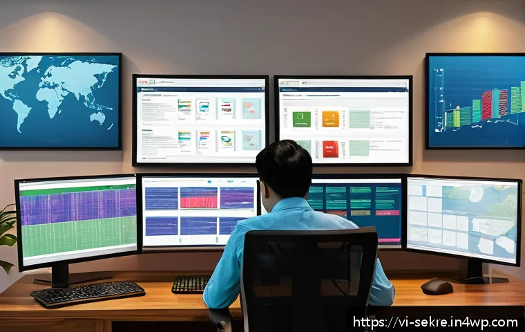 사이버 보안 위협의 진화와 대응 전략 - A detailed digital illustration of a Vietnamese office environment where cybersecurity professionals...