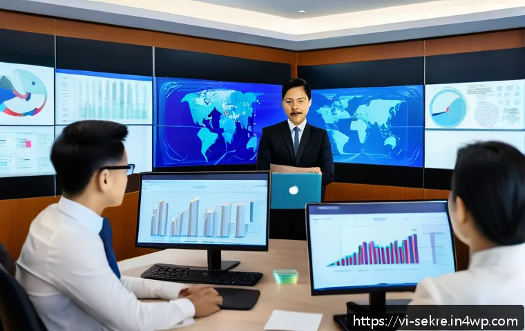 사이버 보안 리더십의 역할과 중요성 - A Vietnamese corporate office scene showing a diverse group of business leaders and IT professionals...