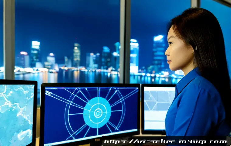 사이버보안 위협 대응을 위한 최신 기술 동향 - Photorealistic cybersecurity operations center in Vietnam, a focused Vietnamese female analyst in pr...